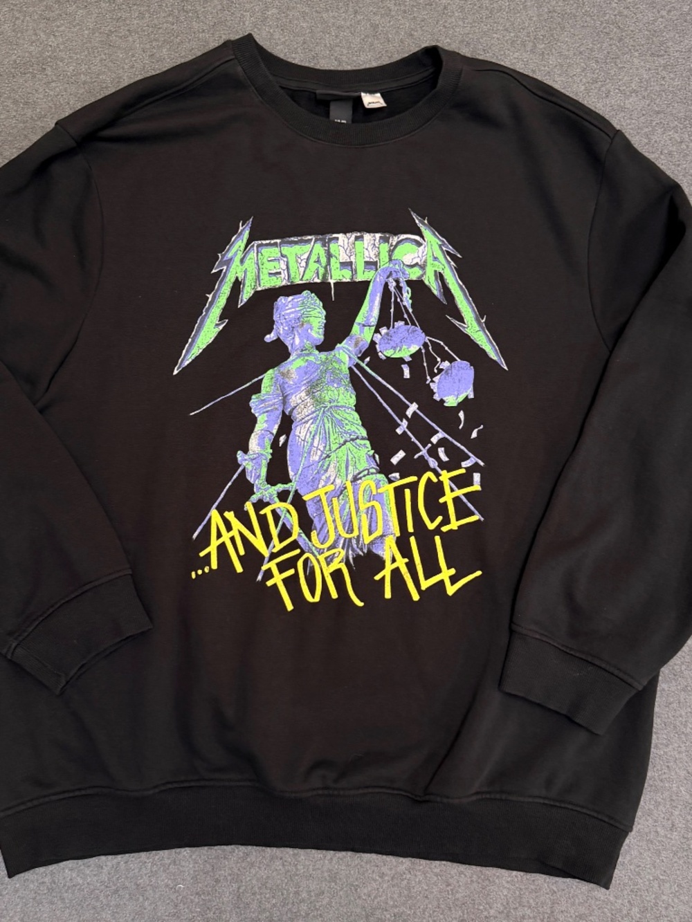 H&M Metallica And Justice For All Mens Sz XXL Black Sweatshirt Double Sided